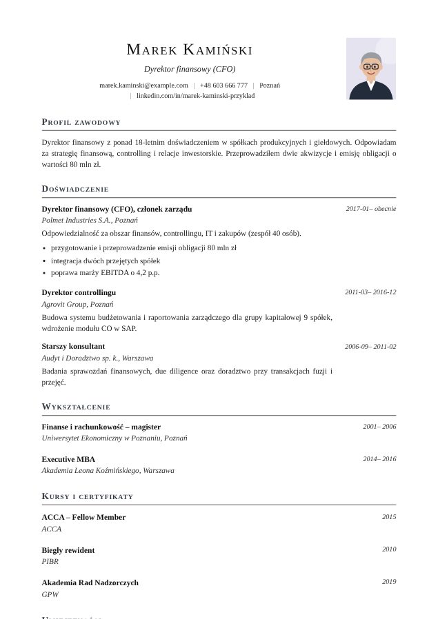 Szablon CV Akademicki – przykładowe CV wypełnione w kreatorze